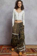 Olive Camo Printed woven contrast band trim jogger POL pants