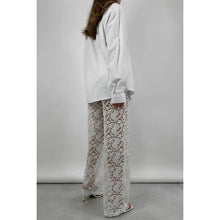 Sexy Patchwork Lace See Through Straight Pants: White