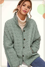 Birdy Sage Oversized Soft Quilted Button Down Jacket