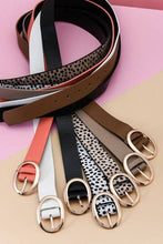 Leopard Oval Buckle Leather Belt