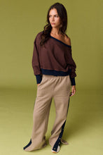 Navy Camel Amira Striped Lounge Sweatshirt