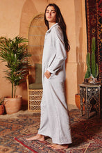 Heather Grey French Terry Boxy Button Up Bucketlist Jumpsuit