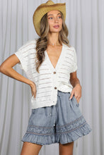 Washed Denim Ladder Trim 100%Tencel Chambray Denim Shorts