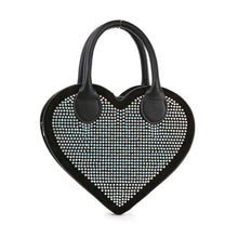 Silver Heart Shaped Rhinestone Evening Bag