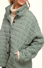 Birdy Sage Oversized Soft Quilted Button Down Jacket