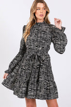 Black Printed Long Sleeve Mini Sage + Fig Dress: Black