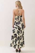 Ivory Floral Print Sleeveless Halter Maxi Dress