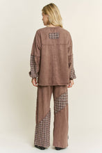 Chocolate Mineral Washed Tweed Daisy patch Wideleg J.Her Pants