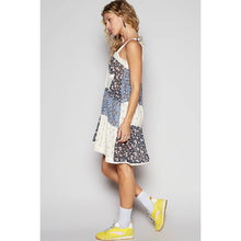 Blue Floral Multi Vintage washed plaid patch casual midi POL dress
