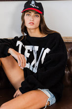 Black TEXAS Graphic Fuzzy Fleece Bucketlist Sweatshirt