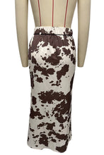 Coffee Abstract Print Midi Skirt