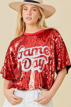 Red Game Day Sequin Top