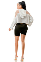 White Rhinestone Fishnet Hoodie