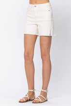 White Ecru Side Slit Cut Off Judy Blue Shorts
