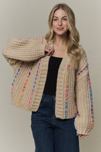 Ivory Multicolor Stitch Knit Cardigan