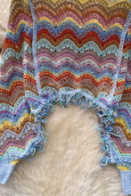 Blue Handcrafted Wave-Pattern Knit Blouse