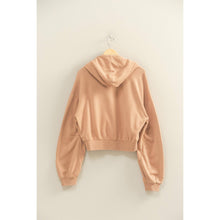 Dark Taupe V-Neck Drawstring Detail Long Sleeve Crop HYFVE Hoodie