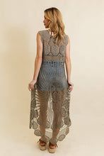 Olive Boho Crochet Lace Trim Long Back Vest