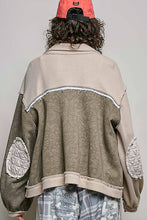 Beige Multi Floral Animal Print Contrast Color Block Quilted POL Jacket
