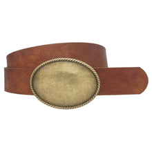 Black Plus Rope Trimmed Simple Oval Buckle Belt