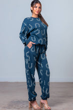 Navy Round Neck Horseshoe Sweatshirt