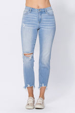 Light Mid Rise Destroyed Hem Boyfriend Judy Blue Jeans