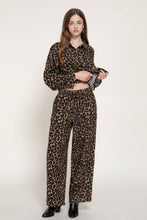Brown Elastic Waist Leopard Printed Double Gauze Pants