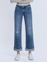 Charming Mid Rise Medium Dark Wash Cuffed Slim Wide Vervet Jeans