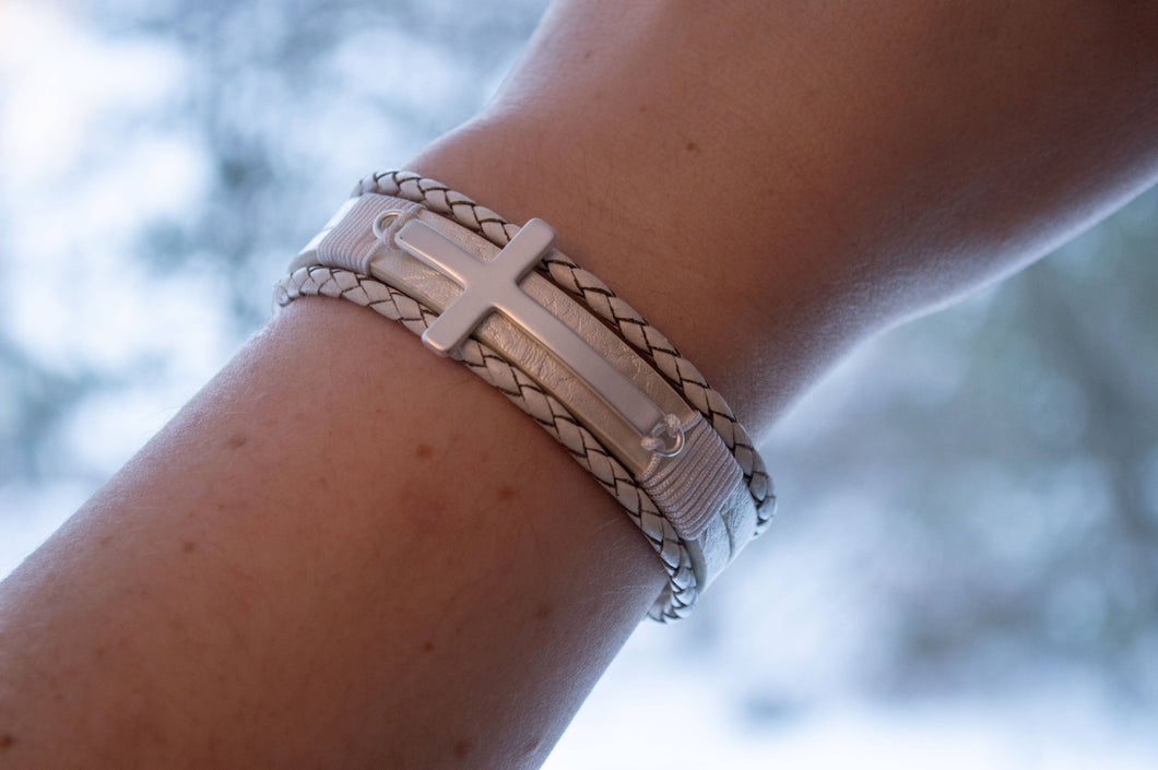 White Cross Magnetic Bracelet - Eden Merry Bracelet