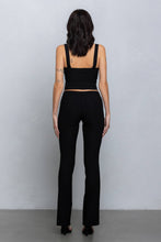 Black Buckle strap detail stretchy woven pants