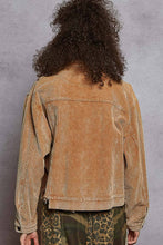 Teddy Bear Pocket front button down distressed hem corduroy POL jacket