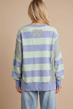 Mint Blue Mixed-Print Deconstructed Pullover
