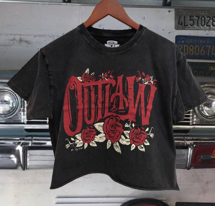 Outlaw Relaxed Cropped Acid wash T-shirt