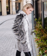 Silver Grey Longline Faux Fur Coat