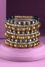 Bronze 9 Set Colorful Stackable Beaded Stretch Bracelet