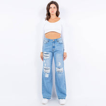 Medium Blue Wide Leg Released Hem Jeans