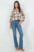 Yair Cropped Oversized Plaid Flannel Shirt