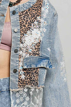 Boho Lace Trim Patchwork Denim Jacket: DENIM / L