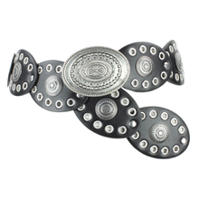 Leather Disc Belt with Western Silver Grommet