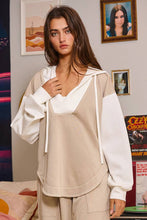 Sand Off White Drawstring Scuba Hoodie Top