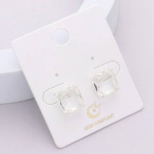 Neon Fuchsia Cushion Square Stone Stud Evening Earrings
