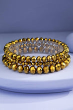 Metallic Plum Brown 3 Strand Glass Bead Bracelet Set