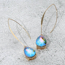 Fuchsia Teardrop Stone Cluster Long Drop Earrings