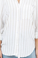 Taupe Air Breeze Sheer Stripe Button-Up Overshirt