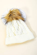 Ivory Cable Knit Fuzzy Pom Beanie
