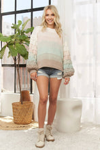 Mint Multi Puff Sleeve Ombre Sweater