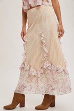 Pink Combo Floral Trimmed Maxi Lace skirt