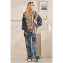 Navy Washed Plaid Asym Button Down Oli+Hali Shirt