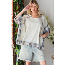 Blue Washed Multi Print Patchwork Oversized Oli+Hali Top