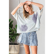 Light Blue Washed 3D Flower Boxy Knit Oli&Hali Top